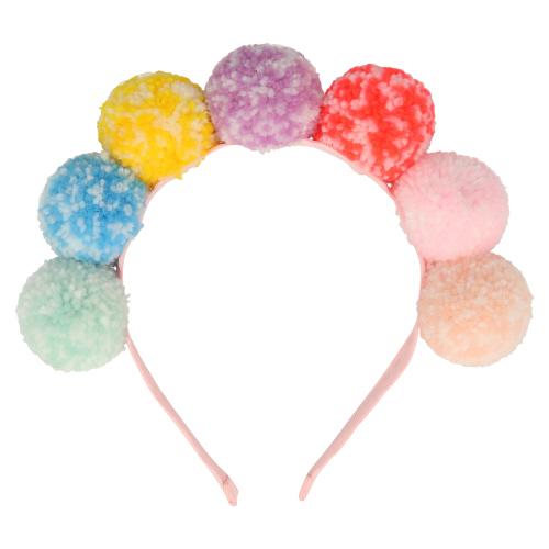 Rainbow Headband Pom Pom