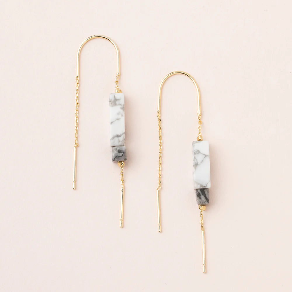 Rectangle Stone Thread Earring