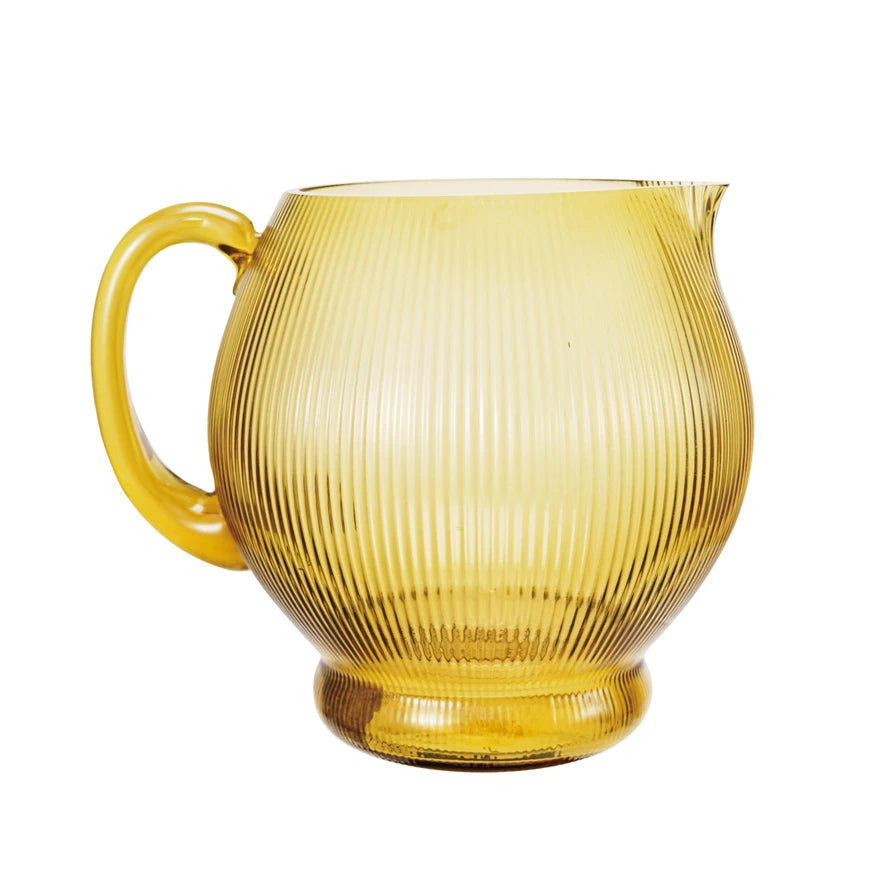 Amber Ribbed Pitcher