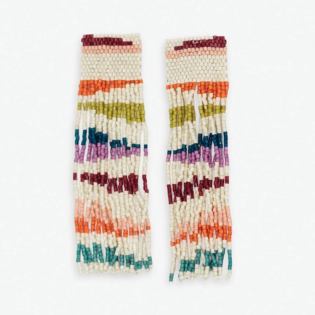 Belle Woven Beaded Fringe Earrings