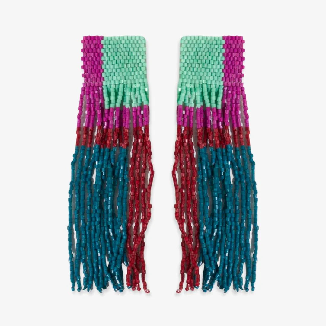 Belle Woven Beaded Fringe Earrings