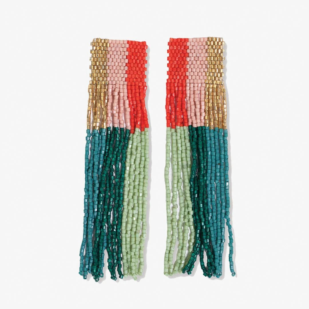 Belle Woven Beaded Fringe Earrings