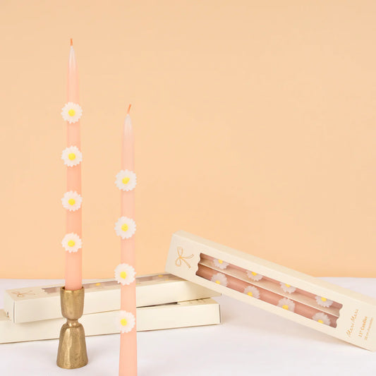 Pink Daisy Taper Candles