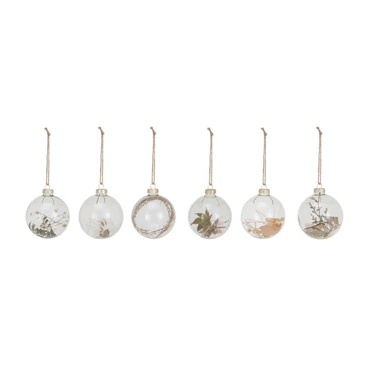 Dried Botanicals Glass Ball Ornament