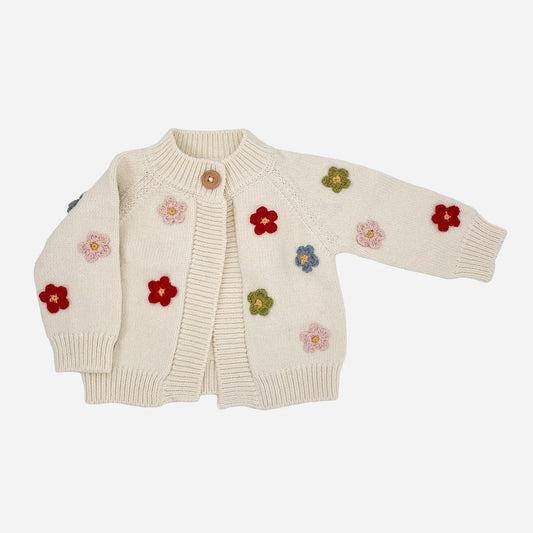 Cotton Flower Cardigan Baby Sweater