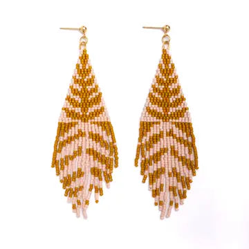 Beaded Handwoven Vine Fringe Earrings