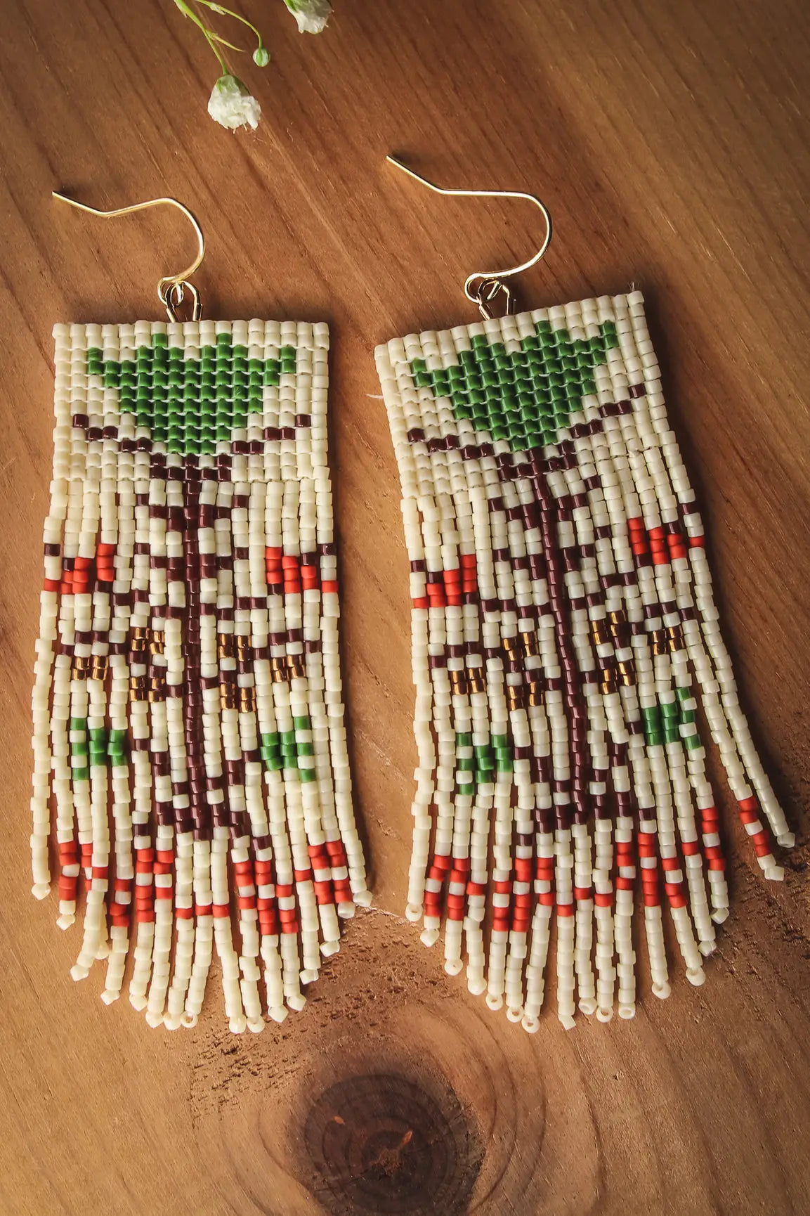 Beaded Abstract plant / Branch fringe hotsell earrings